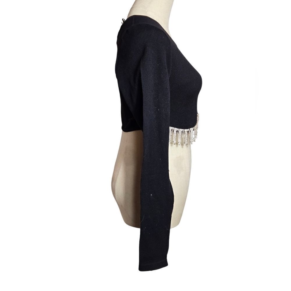 Sincerely Jules Black Rhinestone Crop Top NWT - Picture 3 of 8